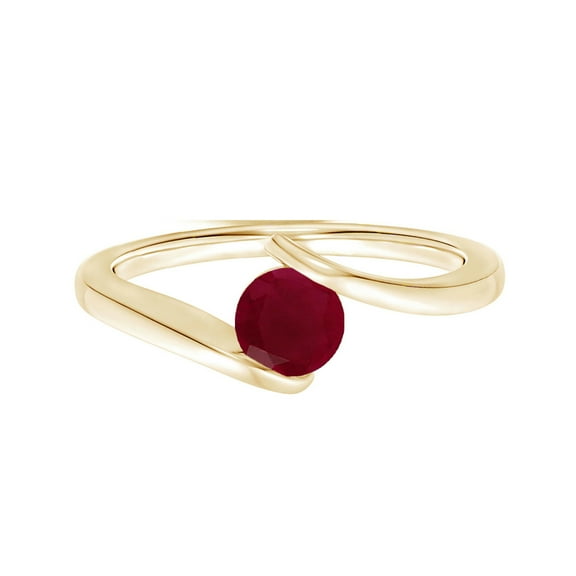 Bypass Bezel Set 0.55 Ctw Round Ruby 925 Sterling Silver Women Stacking Ring
