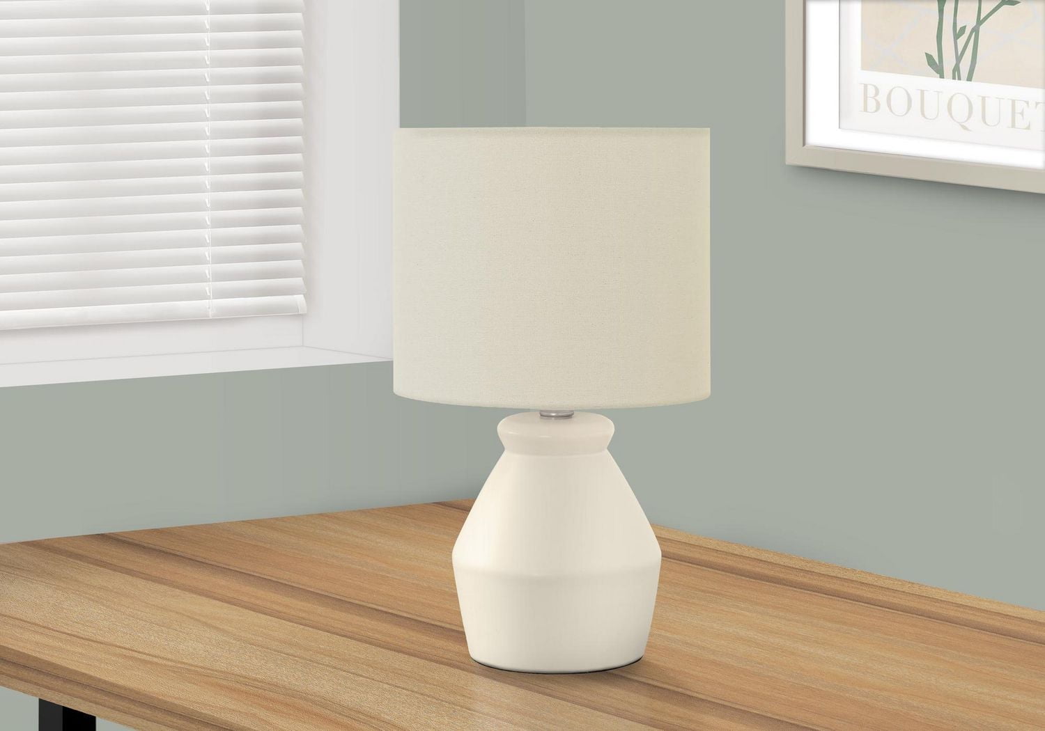 Monarch Specialties Lighting, 17"h, Table Lamp, Cream Ceramic, Ivory / Cream Shade, Modern