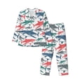 thumbnail image 1 of Balery Colorful Shark Pijama para Hombre de Dos Piezas con Manga Larga, Conjunto de Dormir y Descanso Suave con Bolsillos-XX-Large, 1 of 7