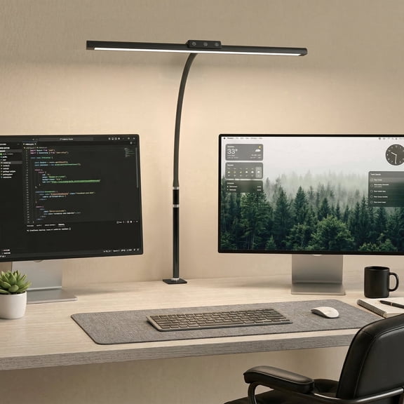 DAYBETTER LED Desk Lamp for Office, Clamp Desk Lamp with Stepless Dimming, 5 Color Temperature, Adjustable Flexible Gooseneck, for Reading, Study, Workbench