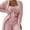 Pink, variant on 3 Pcs/Set Women Pajamas Set Solid Color Plush Thermal Loungewear Pockets Short Tops Warm Long Coat Coat Tops Pants Suit for Home Wear
