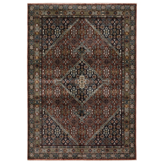 Woven Trends Lombardi Area Rug - ELI06 - Traditional-Persian or Oriental Area Rug, Medallion Pattern, Stain Resistant, Living Room, Patio, Entryway, Kitchen, Office, Polyester Rug in Blue - 6' x 9'