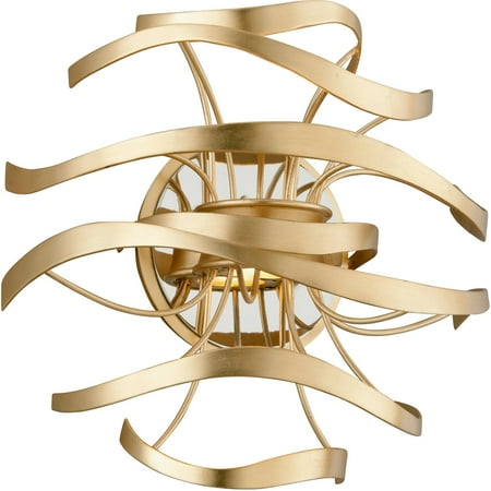 

Wall Sconces 2 Light Bulb Fixture With Gold Leaf with Polished Stainless Accents Finish Hand-Crafted Iron LED 12 16 Watts