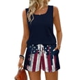 thumbnail image 2 of Iaqnaocc 2 Piece Sets for Women 4th Of July American Flag Stars Striped Flag Print Short Sets for Women Tank Square Neck Sleeveless and Elastic Waist Shorts Summer Outfits Navy XXL, 2 of 5