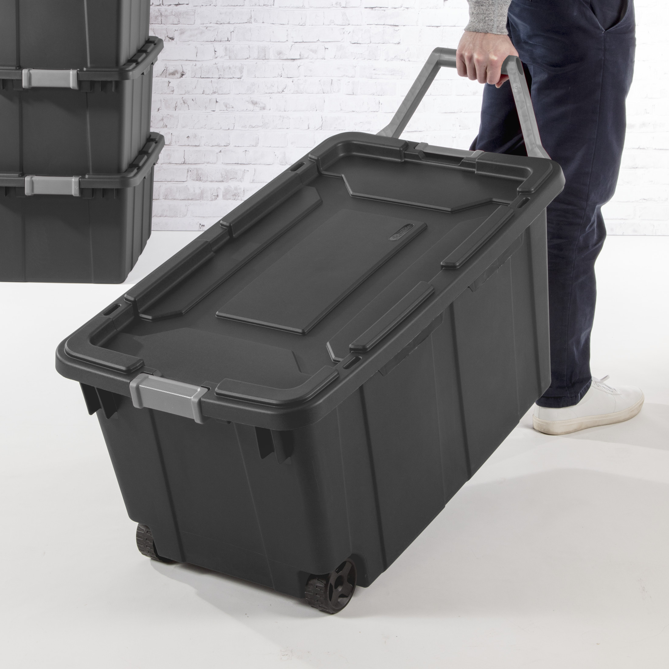 Sterilite 40-Gallon Wheeled Storage Bin with Latch Lid, Gray photo 3