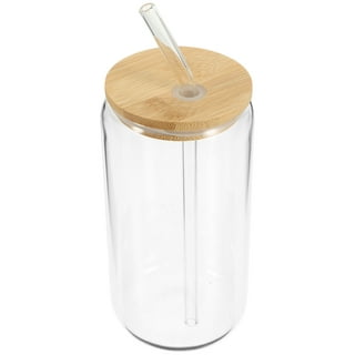  RHBLME 4Pack Glass Tumbler Cups with Bamboo Lids and