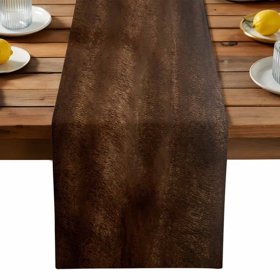 Vintage Wood Grain Table Runner, Farmhouse Dark Brown Ombre Wood Texture Washable Kitchen Table Runners Dress Scarves for Dining Table Decorations Party, 13x90in