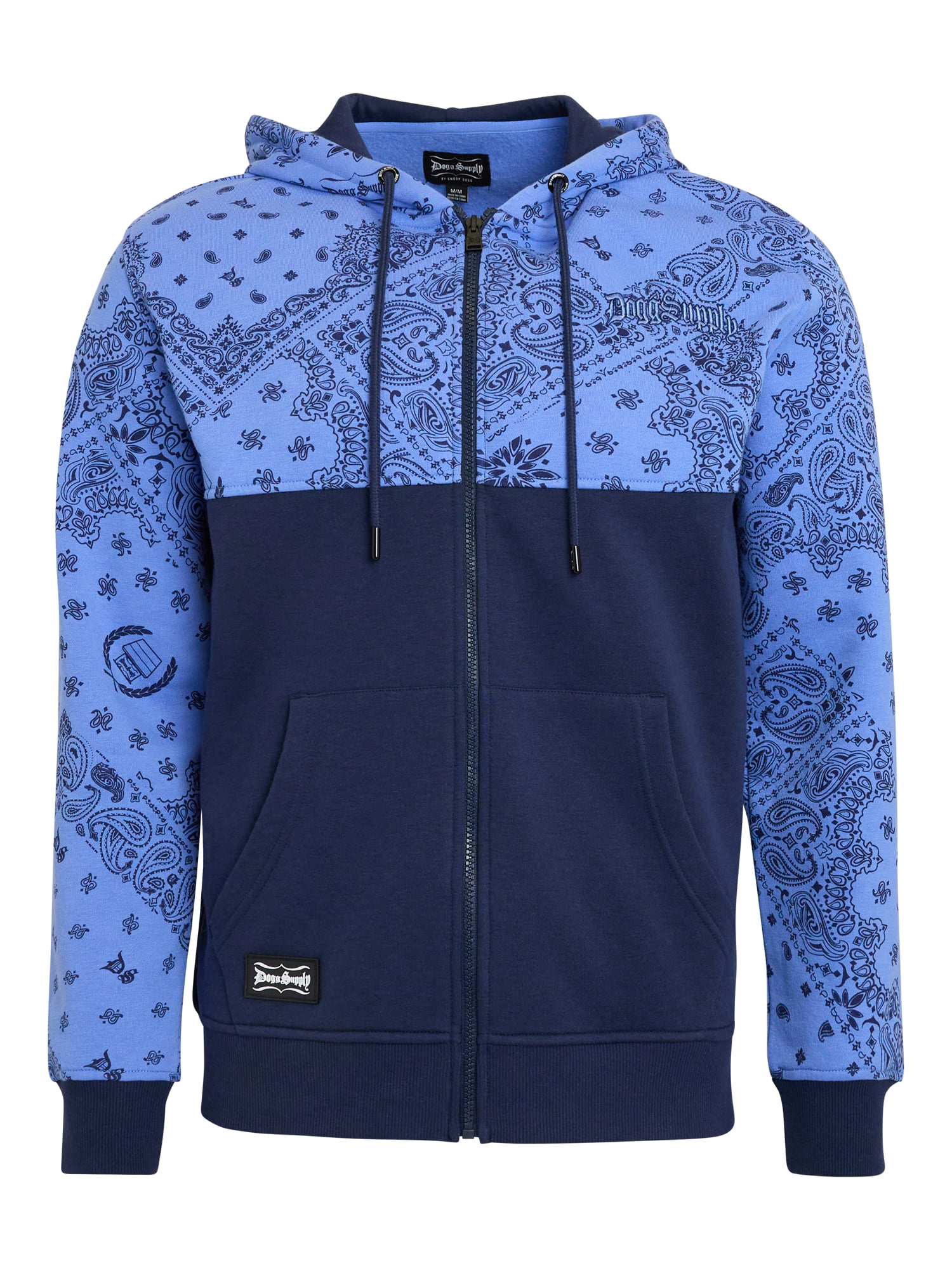 Dogg Supply by Snoop Dogg All-Gender Men's and Women's Bandana Print Zip Front Hoodie, Sizes XS-3XL