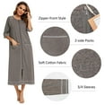 LOFIR Women Zipper Front Robes 3/4 Sleeve Loungewear Pockets Nightgown