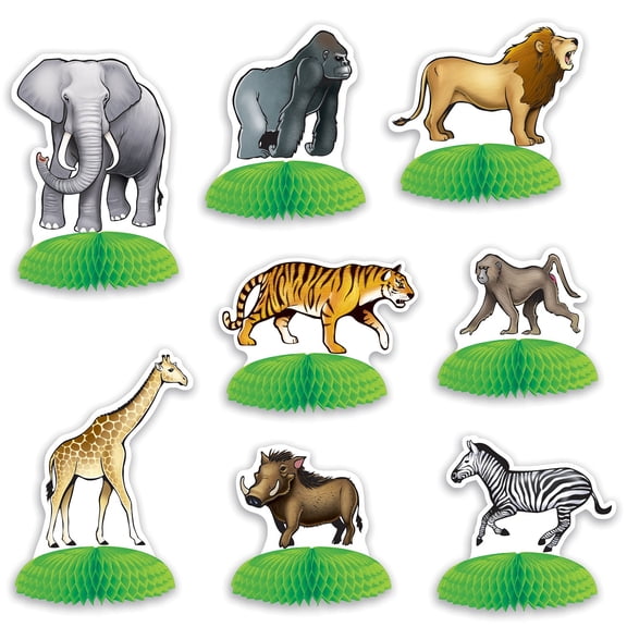 Beistle 5.50” Multi-color Jungle Safari Animal Mini Centerpieces - 96ct