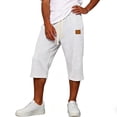 thumbnail image 5 of Enridrech Mens Jogger Capris Pants Plain Drawstring Elastic Waist 3/4 Length Pant Straight Leg Summer Casual Capri Shorts, 5 of 6
