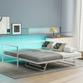 thumbnail image 2 of Newest Twin Size Metal Daybed with LED , Adjustable Trundle, Pop Up Trundle, White, 2 of 9