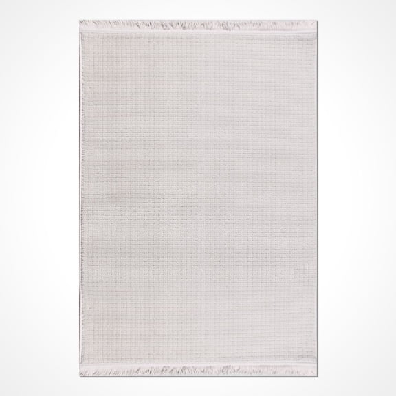 White Modern Polyester Area Rugs for Living Room Jacquard Textured Modern Rugs Soft Geometric Rug for Bedroom Mid Century Washable Rug Non-Slip Bohemian Perfect for Dining Room Office