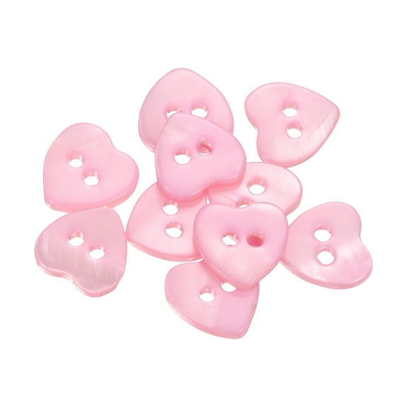 10Pack 2 Hole 11.5mm Heart Shape Natural Shell Button for Shirt Coats, Pink