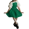 thumbnail image 4 of THDHVS Summer Dresses for Kids,Girls Casual Dresses,Kids Solid Color Linen Back Button Up Dress Suspender Skirt with Pockets Green 5-6 Years, 4 of 7