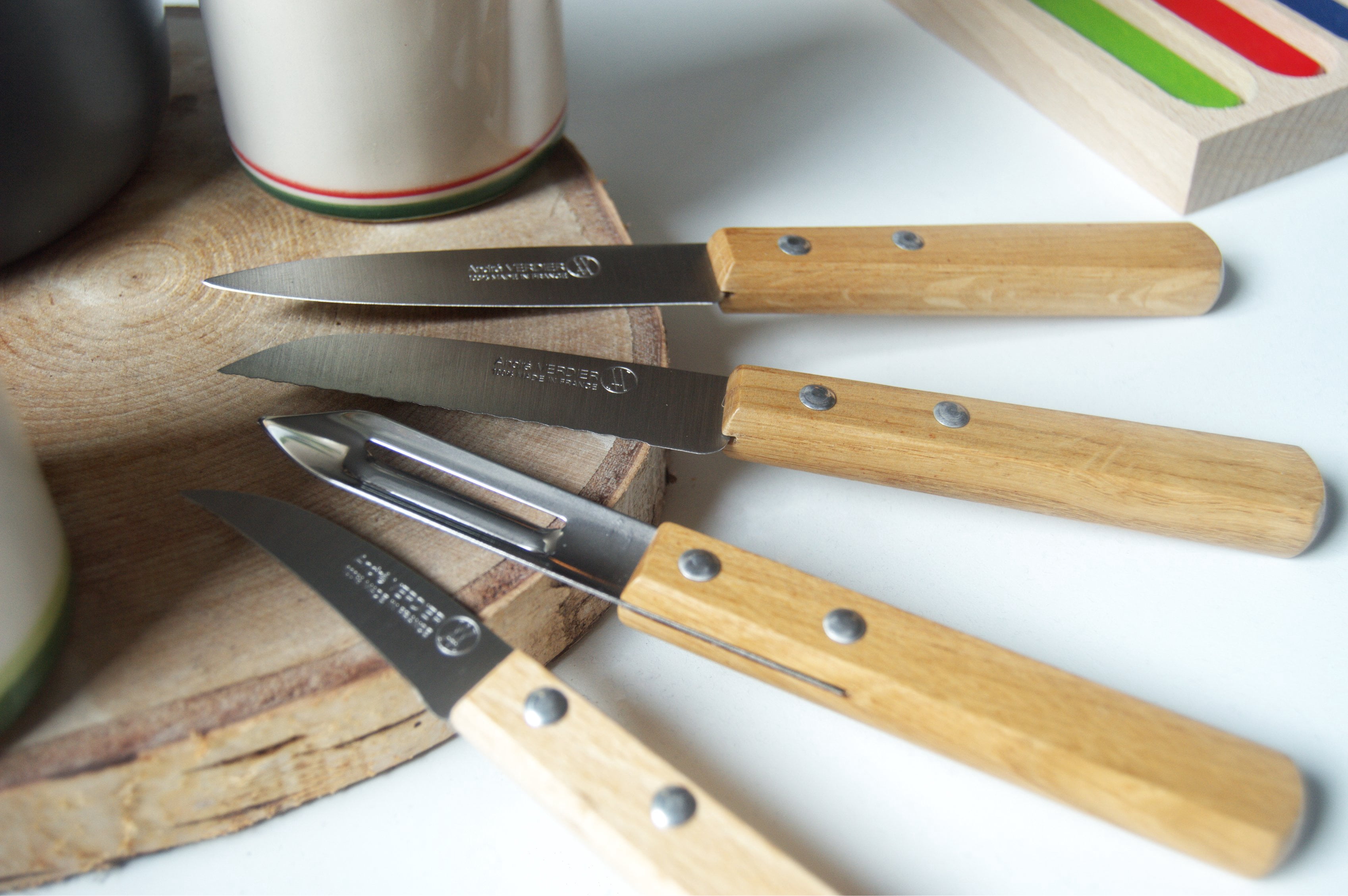Andre Verdier Prepa Culi 4pc Kitchen Knife Set  Multi-Color Wood  France