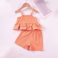 thumbnail image 6 of WRKEKC Girls Summer Outfits Plaid Gingham Colorful Sleeveless Halter Top and Matching Shorts Set for 0-6 Years, 6 of 8