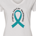 thumbnail image 4 of Inktastic Ovarian Cancer Awareness Ribbon Women's V-Neck T-Shirt, 4 of 5