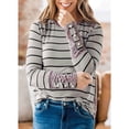 thumbnail image 3 of Blusa de mujer Manga larga Cuello redondo Jersey Gemelos Rayas de leopardo Patchwork Mujer Top Gris XL, 3 of 6