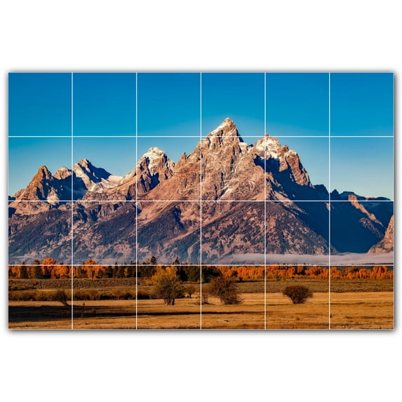 Picture-Tiles.com: Mountains Ceramic Tile Wall Mural WAL500882-64XL. 72"W x 48"H using (24) 12" x 12" Ceramic Tiles-Satin Finish