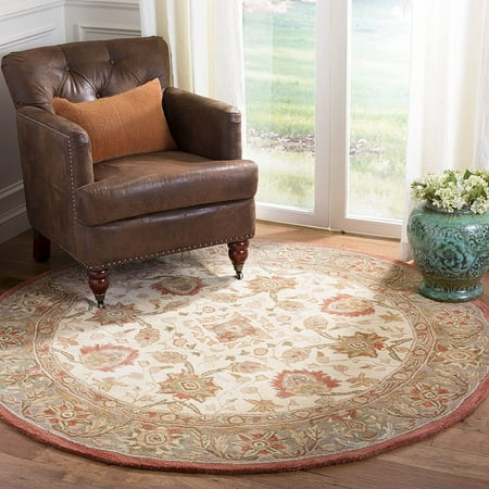 DYPDM Anatolia Collection 6  Round Beige / Beige AN512A Handmade Traditional Oriental Premium Wool Area Rug 100% Wool The handmade  hand-tufted construction adds durability to this rug  ensuring it will be a favorite for many years Each rug is handmade with premium  hand-spun wool This traditional rug will give your room an elegant accent This round rug measures 6  in diameter For over 100 years  Safavieh has been crafting rugs of the higest quality and unmatched style