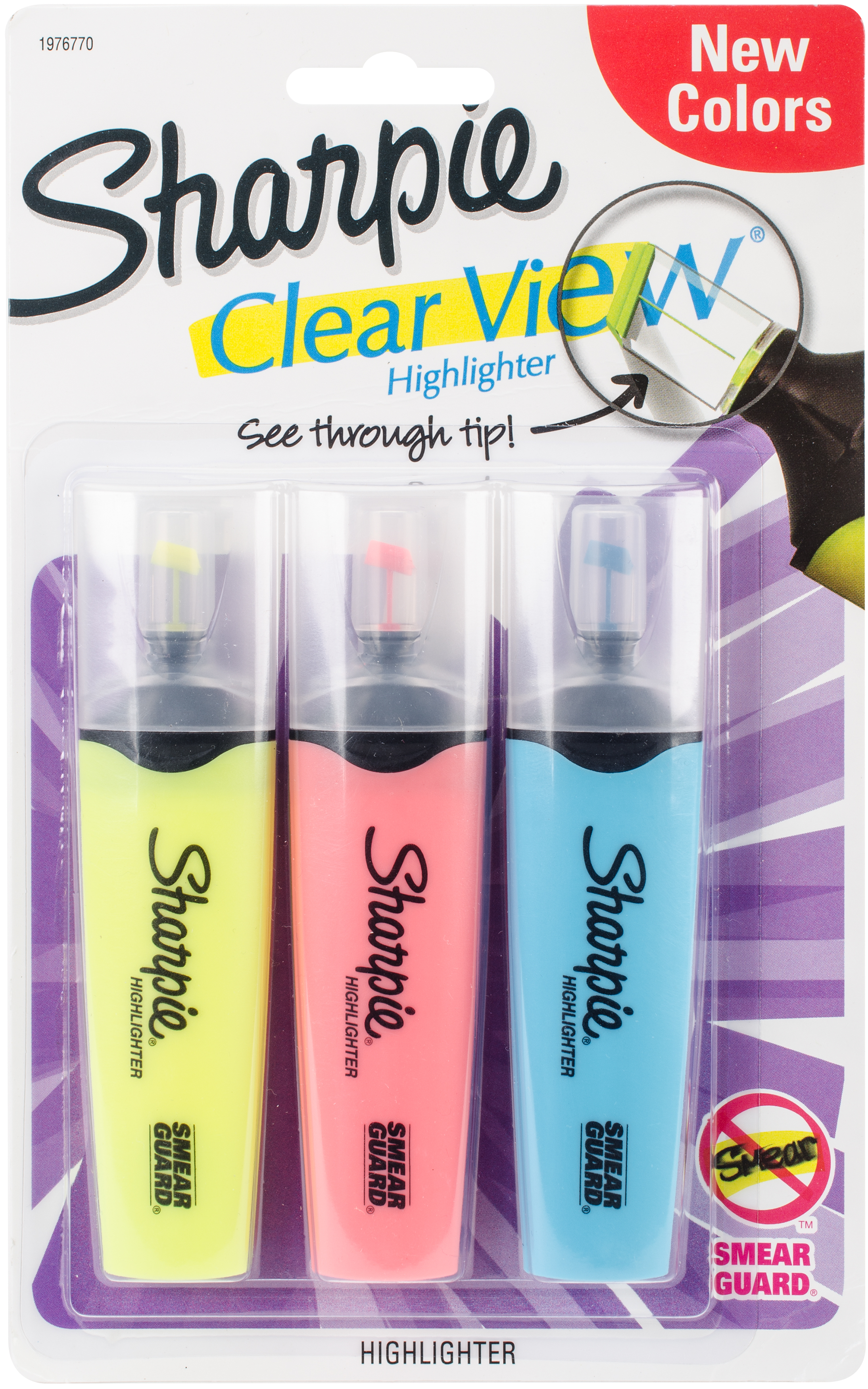 Sharpie Clear View Tank Highlighters 3/PkgCoral, Blue & Purple