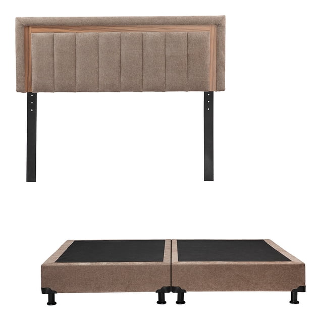 Box Base Cama King Size + Cabecera Ventur Trinity Mocca