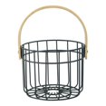thumbnail image 2 of Storage Basket with Solid Wood Handle Wrought Iron Hollow Storage Basket Vegetable Fruit Snack Storage for Living Room Kitchen, 2 of 10