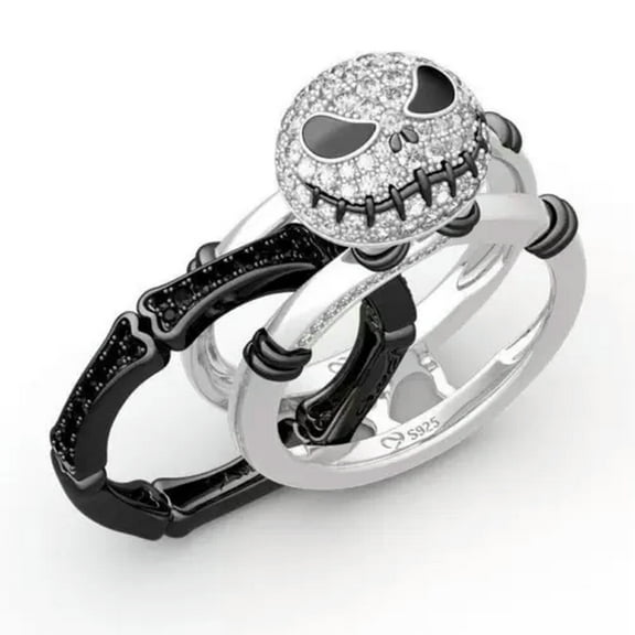K-KED Fashion Punk 925 Silver Delicate Jewelry Cubic Zirconia Skull Party Rings Gift Size 6-10-Silver-8