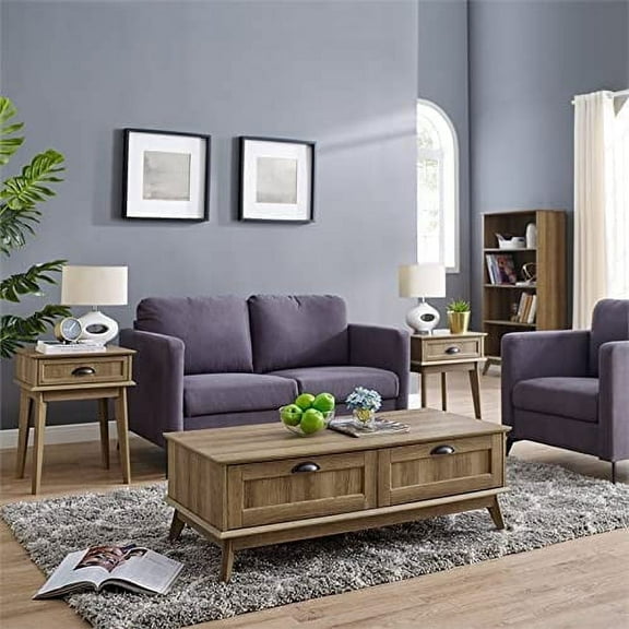 Caffoz Newport Series Scandinavian Wood Coffee Table with Storage, Golden Oak