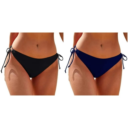 (2-Pack) 2025 New Women Plus Size High Waist Bikini Bottoms Swim Women Bathing Suit Shorts Briefs Beach Shorts Ruched Bottom High Cut Swim Bottom Full Coverage Swimsuit Bottom Sports Yoga