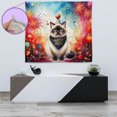 thumbnail image 4 of Hello 2025 Siamese Celebrates Happy New Year Firework Balloon Tapestry Cat Lover Kitten Owner Gifts Wall Hanging Backdrop Home Decor - 02024, 4 of 5