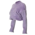 thumbnail image 5 of Seyurigaoka Women's Sherpa Plush Short Sweatshirts Solid Color Long Sleeve Stand Collar Drawstring Hem Pullover Tops with Pocket, 5 of 7
