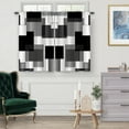 thumbnail image 2 of Black Grey Kitchen Curtains Cafe Curtains for Bathroom Dining Room Living Room Pocket Window Drapes 2 Panels Set 28"x36", 2 of 5