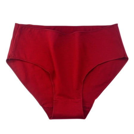 SnnmBlm Cotton Panties for Women 5 Pack Plus Size Underwear No Show High Waitst Panties Briefs Red L