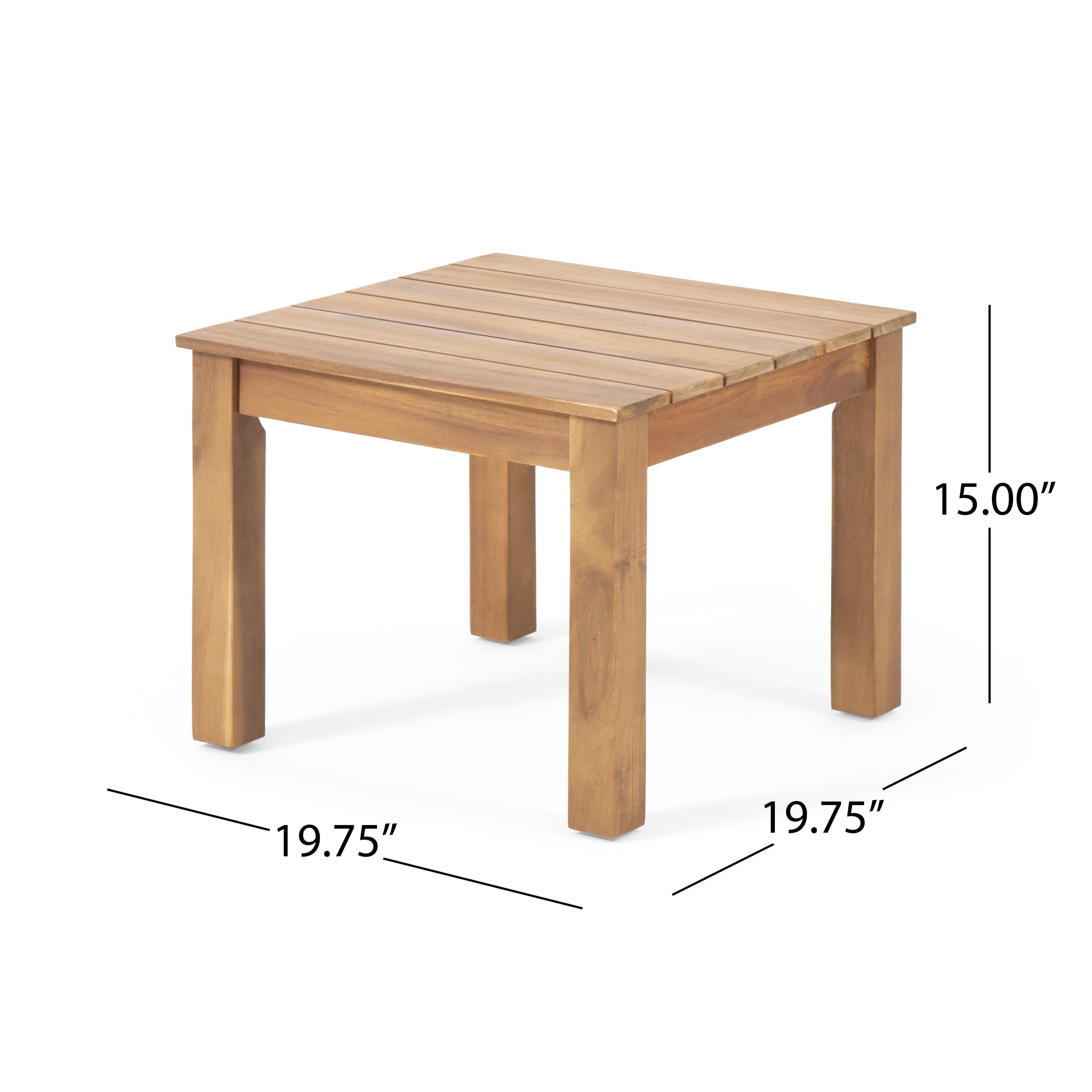 Outdoor Square Accent Side Table, Acacia Wood Leisure Decoration Table for Patio Garden, Teak