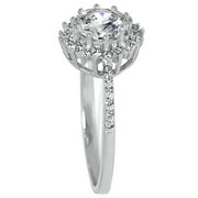 LaRaso & Co Silver Round Brilliant Halo Engagement Ring for Women Size 5