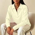 thumbnail image 6 of Long Sleeve Polo Shirts for Women Lightweight Quick Dry Solid Color Loose Fit Beach Workout Athletic Gym Office Tops Beige L, 6 of 6