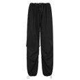 thumbnail image 6 of Travel Outfits Women Airport Womens Baggy Cargo Pants Streetwear Hop Joggers Sweatpants Drawstring Casual Loose Wide Leg Trousers Pants Suit for Women Work Casual Womens Sweat Business 12 Black M, 6 of 9