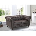thumbnail image 2 of Uspridefurniture Oriskany Chesterfield Faux Leather Loveseat -Brown, Solid Wood Leg, 2 of 6