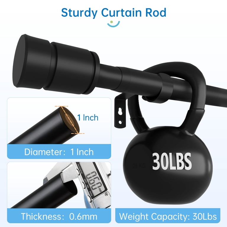 Sindcom Heavy-Duty Matte Black Curtain Rod, 28-132" photo 8