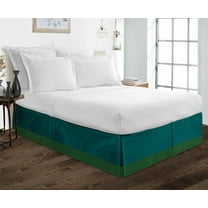 D.N.G. BEDDINGS 1 Piece Split Corner Two Tone Tailored Bed Skirt, California King Size 26 Inch Deep Pocket, 800 Thread Count, 100% Egyptian Cotton, Solid Teal/Green Color.