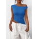 thumbnail image 3 of Blusa PRETTYGARDEN Verano 2025 Top de un Hombro Fruncido S Azul, 3 of 8