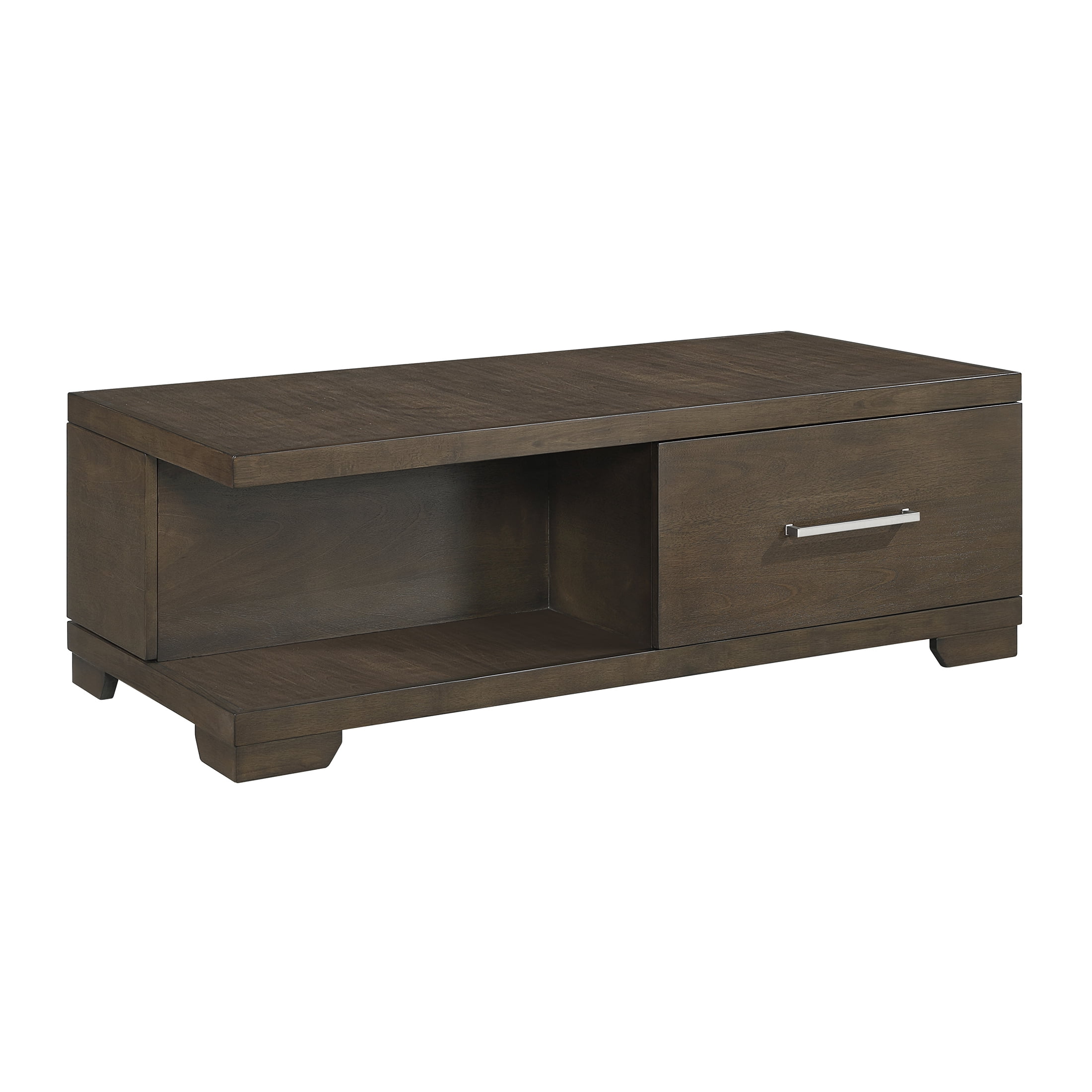 OakvillePark Alton Wood Cocktail Table, 1 Drawer, Hidden Storage with Doors, Casters, Espresso