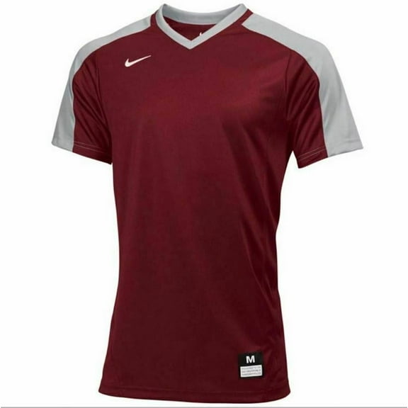 Nike Men's Team Vapor V-Neck Baseball Jersey Shirt Small Burgundy Gray