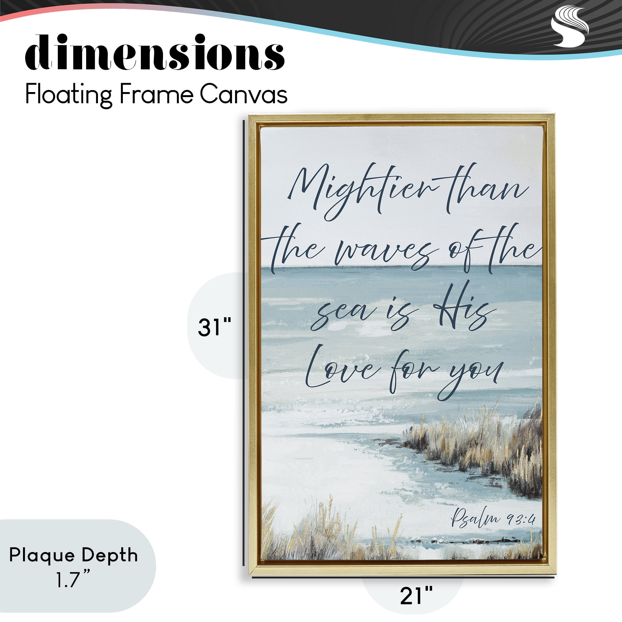 Stupell Industries Mightier Than The Waves Gold Framed Floater Canvas Wall Art, design by Patricia Pinto