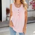 thumbnail image 4 of FAIWAD Women's Summer Sleeveless Top Loose Casual Round Neck Pleated Blouses Plus Size Button Up Tank Top, 4 of 5