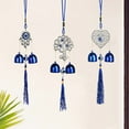 thumbnail image 4 of sunsanly Blue Evil Eyes Wind Chime with 2 Bells Indoor Outdoor Garden Patio Outdoor Hanging Elephant Heart Butterfly Tree Metal Wind Bell Decoration, 4 of 8