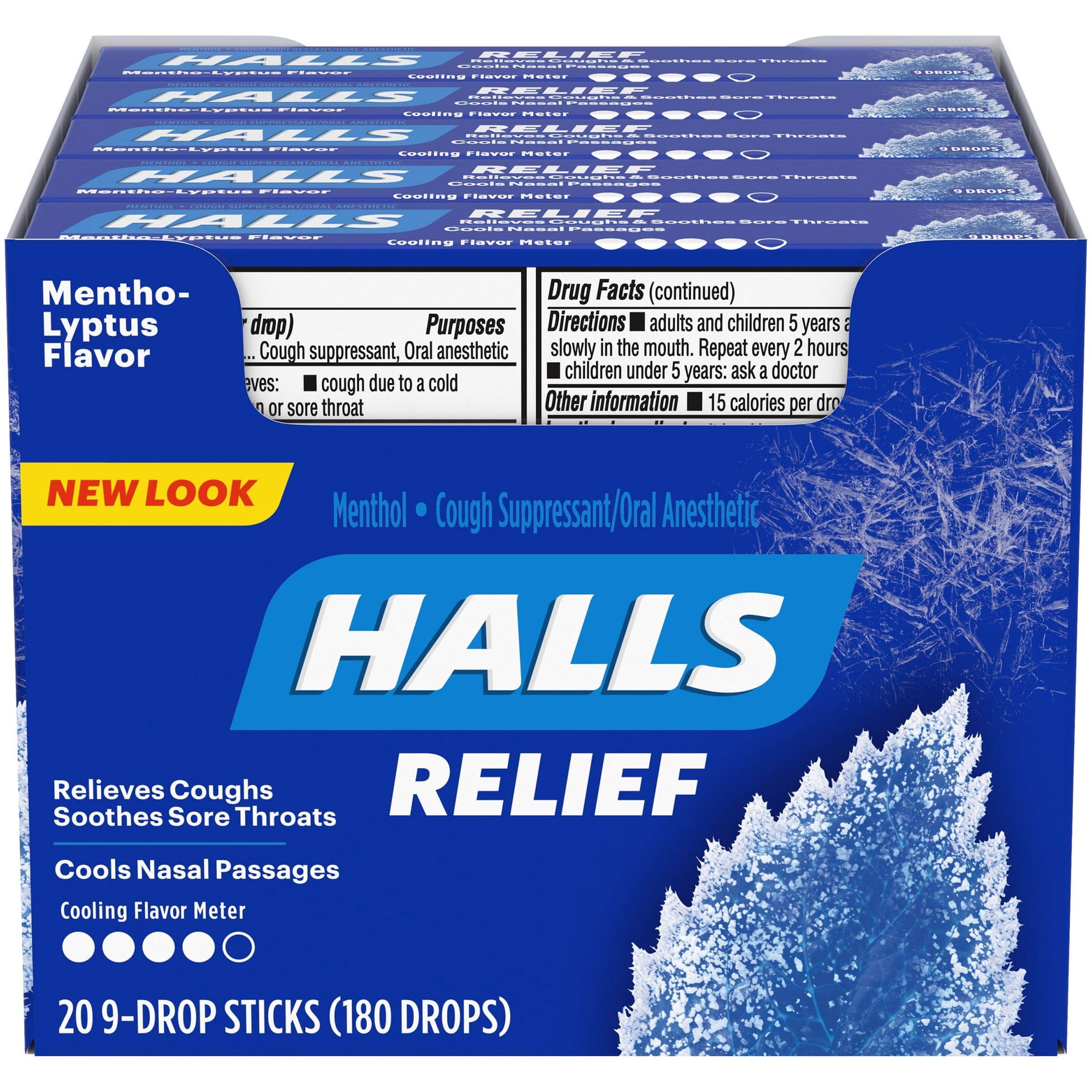 Halls Mentho-Lyptus Cough Drops 9 Pieces/Pack 20 Packs/Box AMC62479