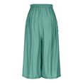 thumbnail image 7 of Lenpel Women's Cotton Linen Culottes Pants Elastic High Waisted Wide Leg Flowy Capri Pants Cropped Palazzo Trousers with Pockets, 7 of 7